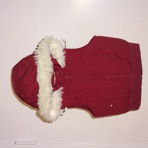 Red winter vest with faux fur on the hood, Gymboree 3-4 toddler